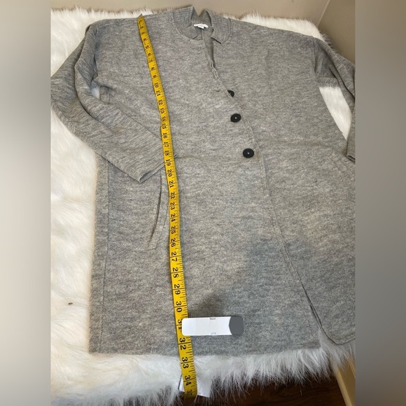 J Jill Merino Wool Gray Button-Up Long Line Cardigan - Picture 9 of 14